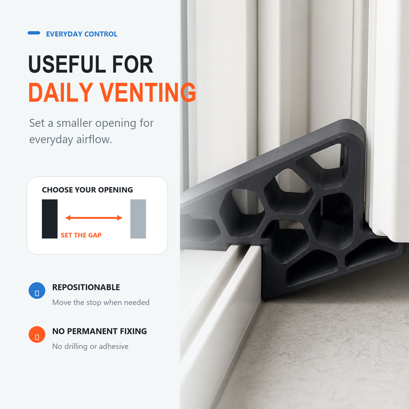 🔥1 kopen, 1 gratis🚪Deurstopper voor schuiframen & balkondeuren – beperkt openingshoek, voorkomt harde stoten & beschermt kozijnen.✨🛡️