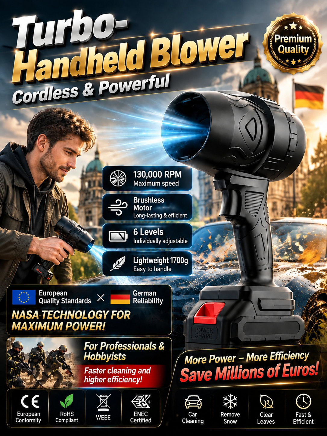 🔥HETE AANBIEDING🔥Handmatige Turbo‑Power Blazer