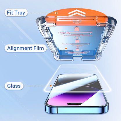 🔥50% UIT🔥4K HD/Anti-Sluipend Gehard Glas Screen Protector met Automatische Stofeliminatie Installatie voor iPhone