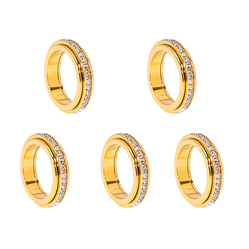 🎊【📍Exquisite Collection📍】Titanium Steel Rotatable Spinner Ring with Zirconia💫💍