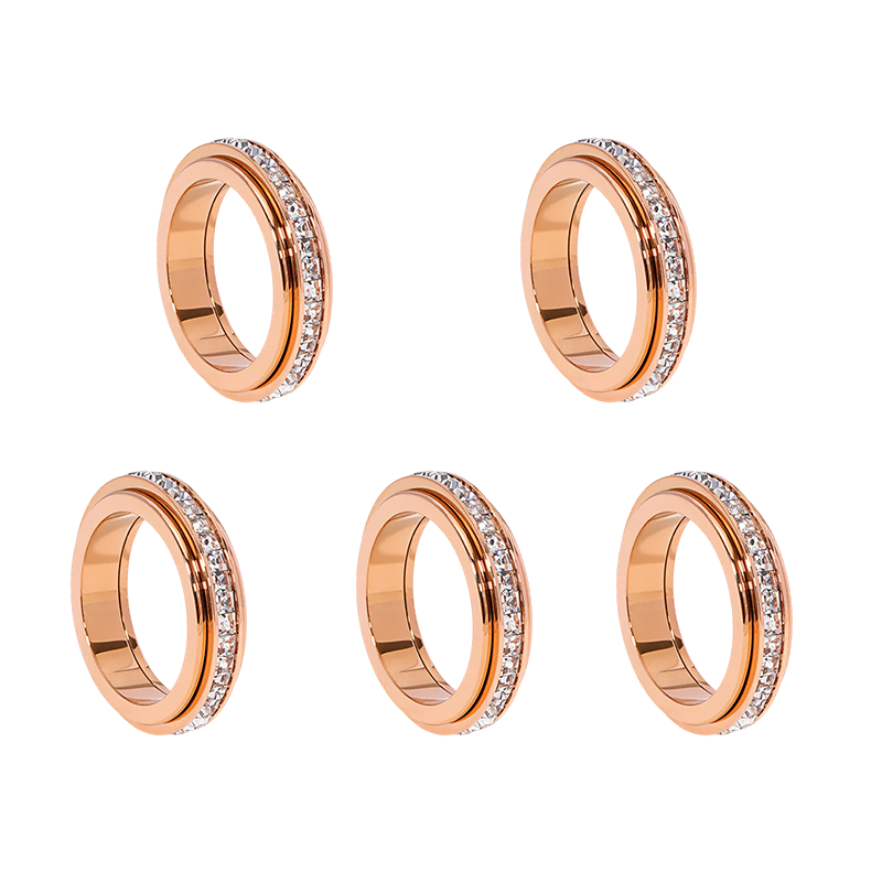 🎊【📍Exquisite Collection📍】Titanium Steel Rotatable Spinner Ring with Zirconia💫💍