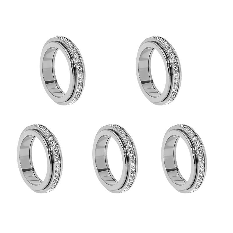 🎊【📍Exquisite Collection📍】Titanium Steel Rotatable Spinner Ring with Zirconia💫💍