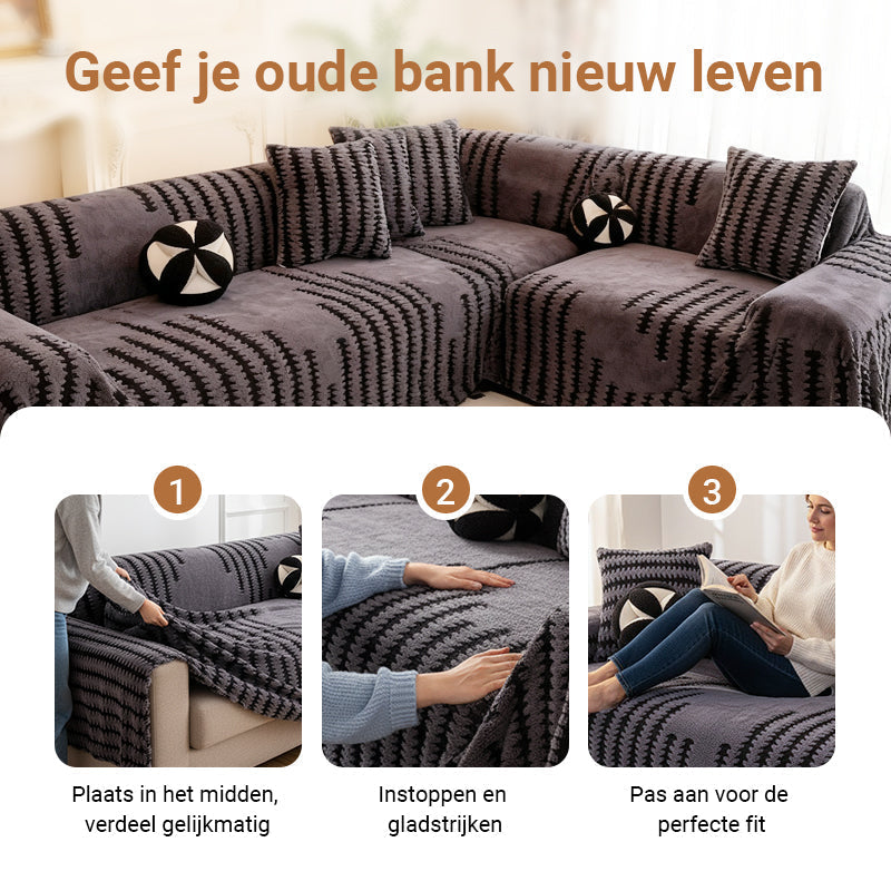 ⏰50% KORTING – LAATSTE KANS⏰ Pluche Sofaovertrek – Dik, Antislip & Pluche Warm – Geef je Oude Bank Nieuw Leven – Voor Herfst & Winter! 🔥
