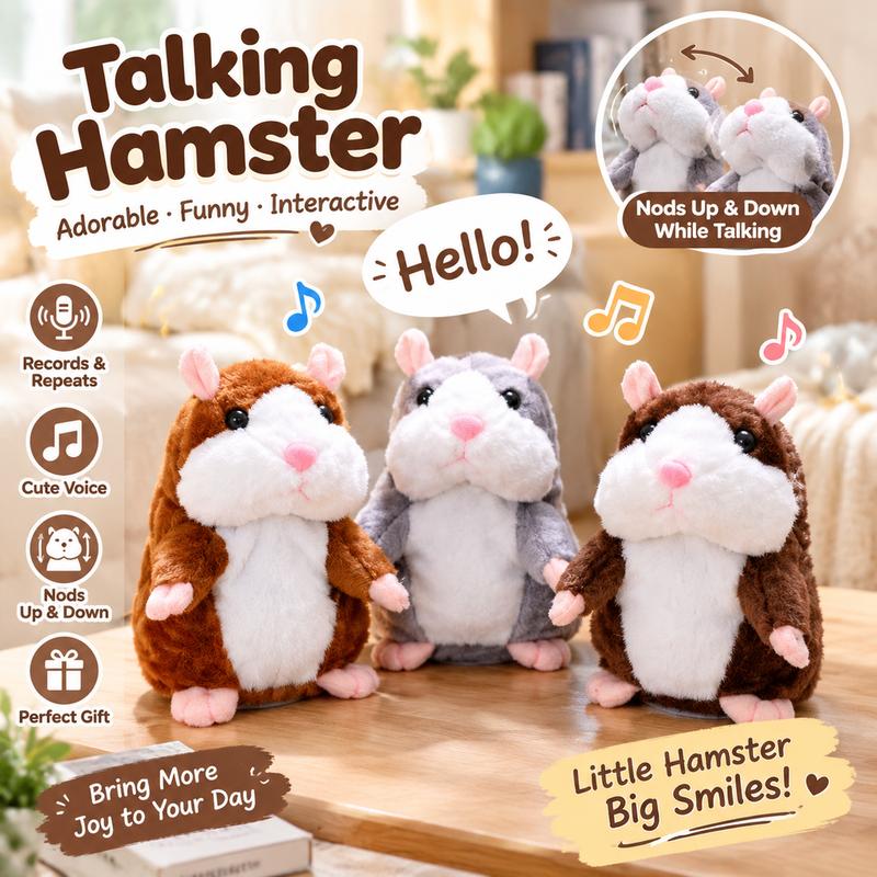 🐹 50% KORTING – Pratende Hamsterknuffel van 15 cm | Herhaalt Geluid en Beweegt Zijn Kopje