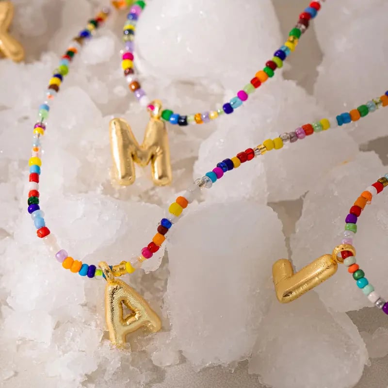 💜LAST DAY PROMOTION - 50%OFF💜 Letter Beaded Necklace for Women🔤A-Z
