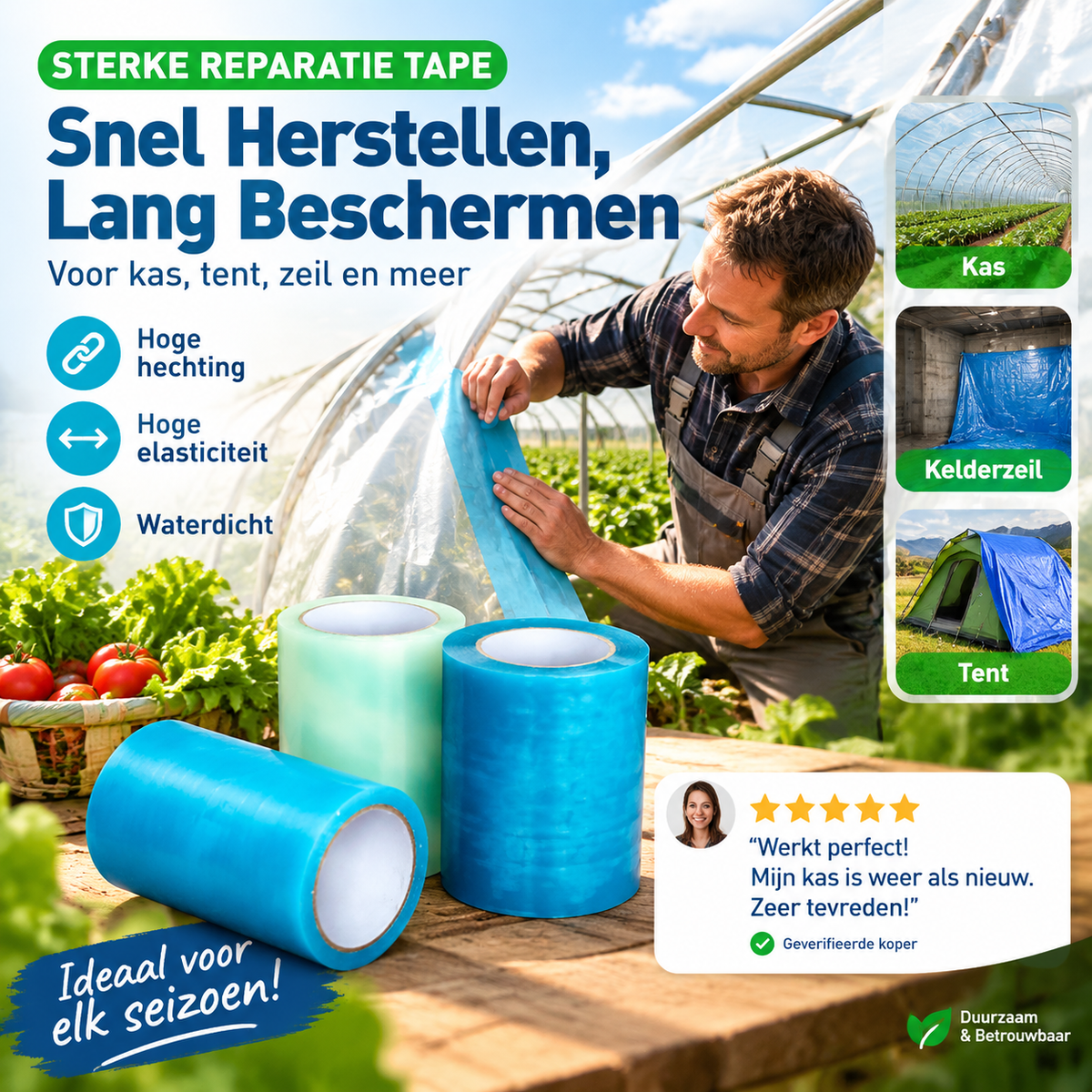 🌿✨ Waterbestendige kasfolie reparatietape met hoge kleefkracht! 50% KORTING! Nu kopen! 🔥