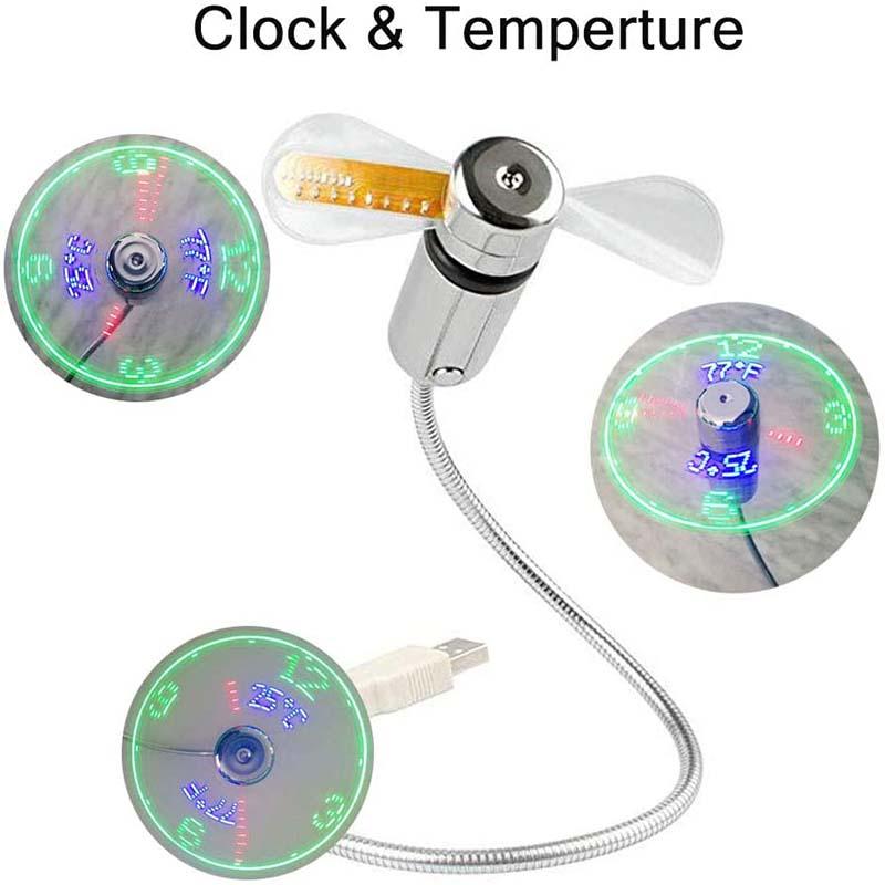 🔥Hot Sale🔥USB Ventilator met LED Klokverlichting
