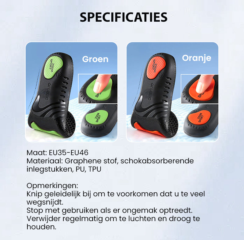 Schokdempende inlegzolen voor mannen en vrouwen