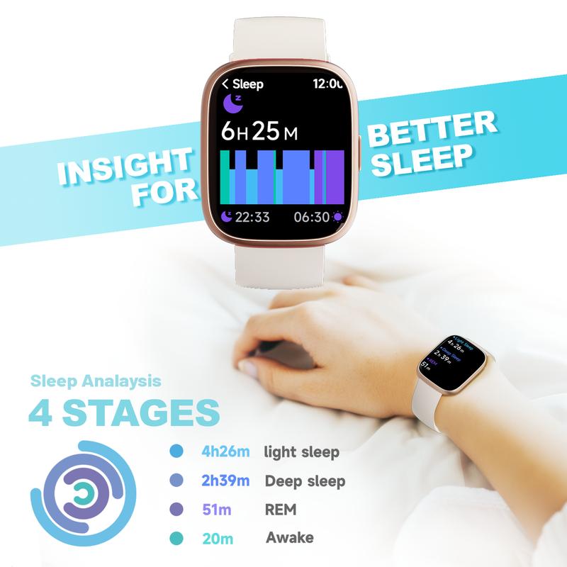 ⌚Slimme horloge voor dames en heren, fitnesstracker met beantwoorden/bellen, fitnesshorloge met slaaptracker/100 sporten/IP68 waterdichte stappenteller✨