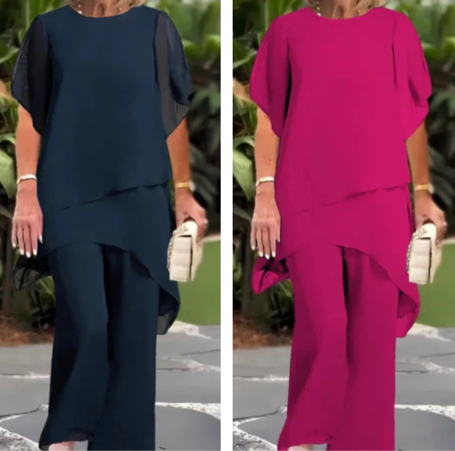 ✨ 57% KORTING – Charmante Set met Onregelmatige Top 👗 Elegante Wijde Broekset – Comfortabel & Perfect voor Lente