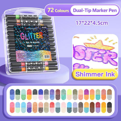 🔥Hot Sale 50% KORTING🎁Dual-Tip Glitter Marker Pen