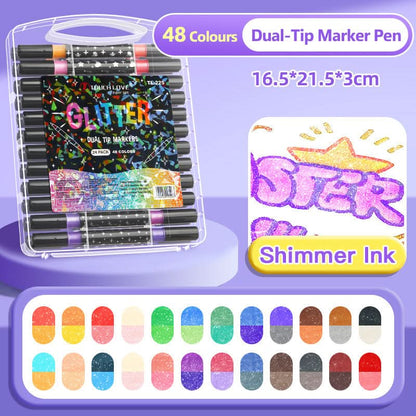 🔥Hot Sale 50% KORTING🎁Dual-Tip Glitter Marker Pen