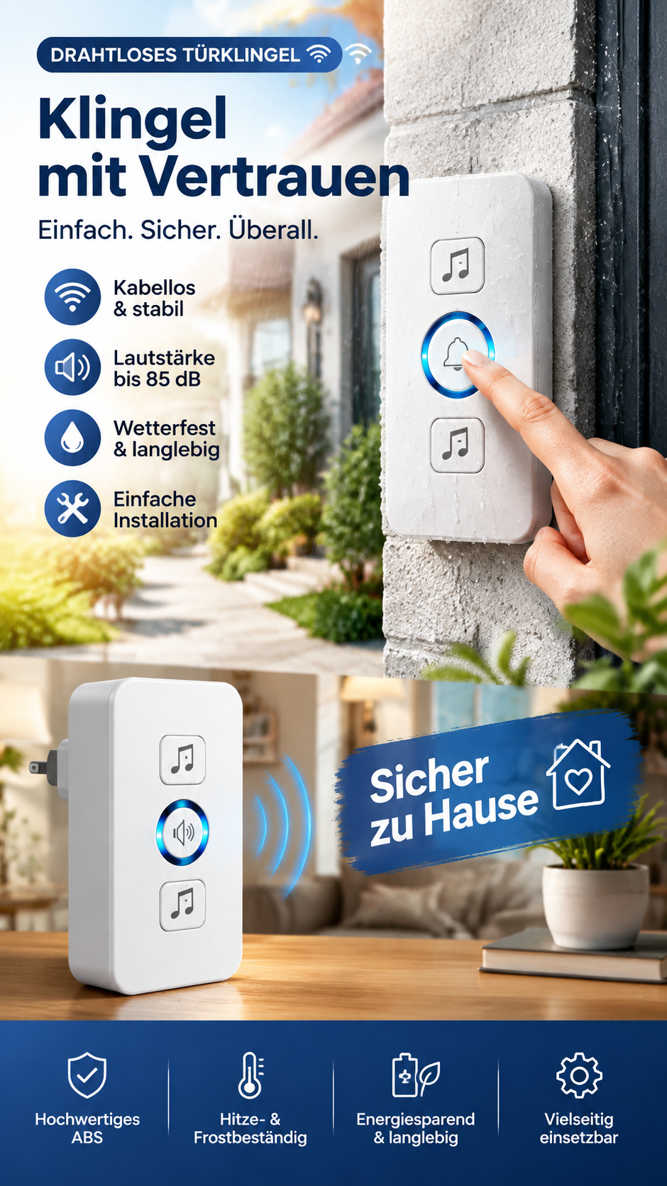💥🏠 50% KORTING! Van gemiste pakketjes tot onverwachte gasten – deze slimme draadloze deurbel met helder 85 dB geluid en waterdicht design lost het op!