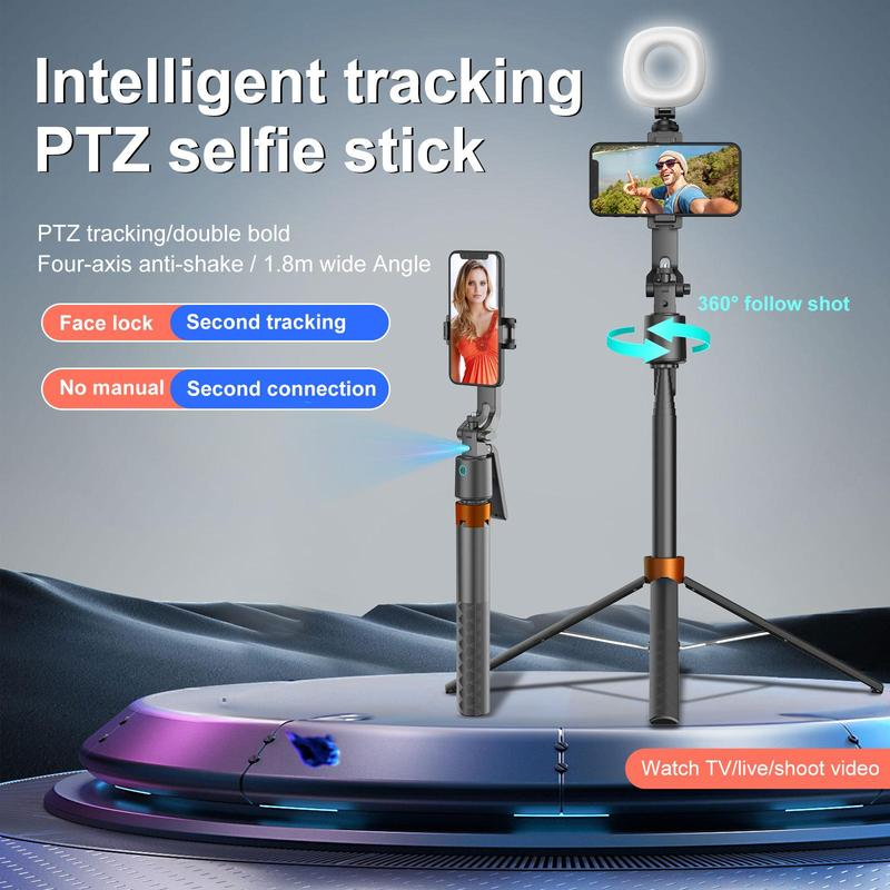 📱 180 cm Smart Selfiestick met Automatische Gezichtsherkenning – Film en Maak Foto's met Meer Vrijheid