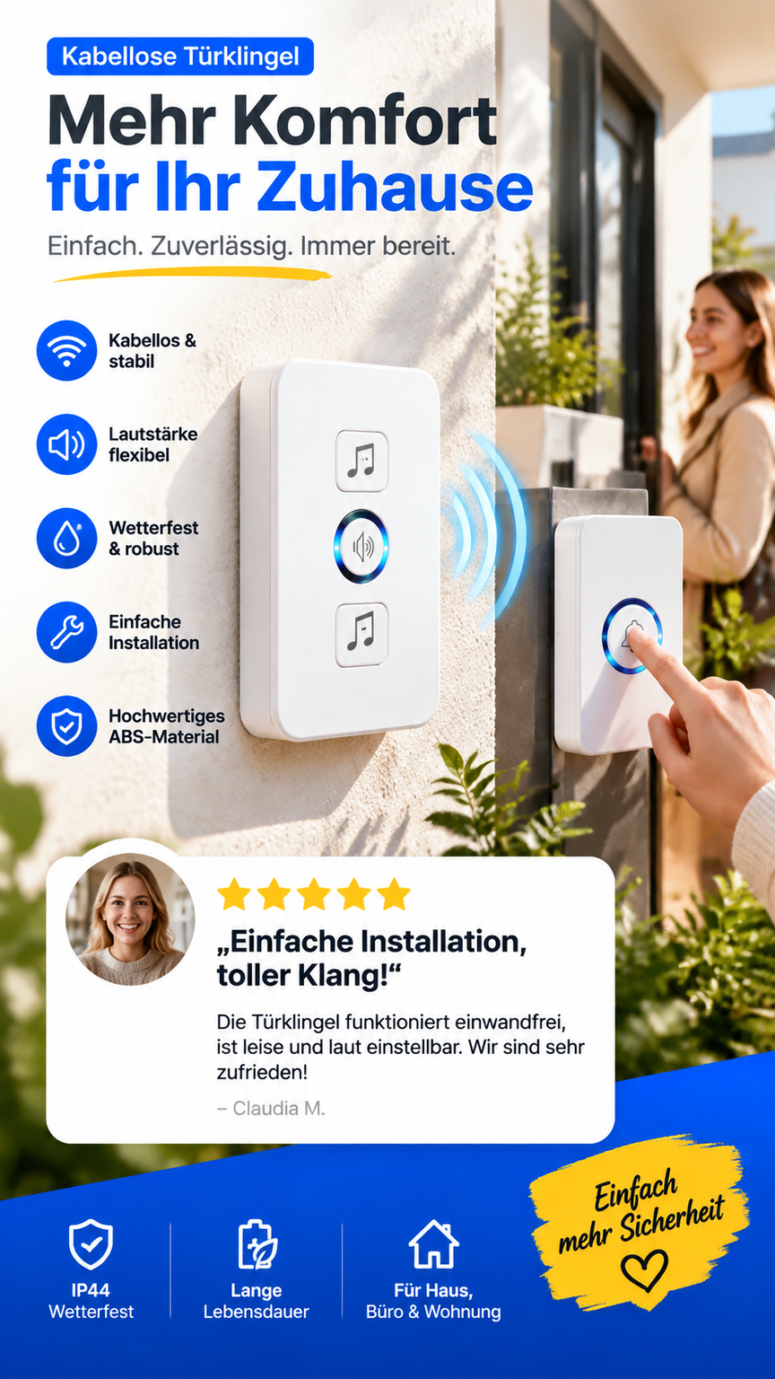 💥🏠 50% KORTING! Van gemiste pakketjes tot onverwachte gasten – deze slimme draadloze deurbel met helder 85 dB geluid en waterdicht design lost het op!