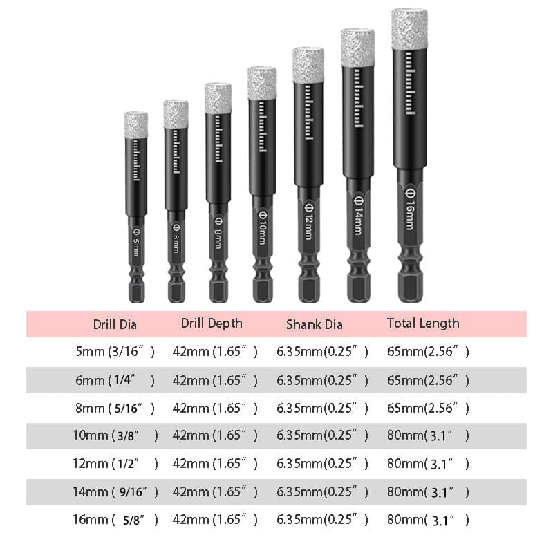 💥Uitverkoop 49% korting🔥Hexuitdraaischachtboren voor marmer/tegel/steen[Volledige reeks]🛠️