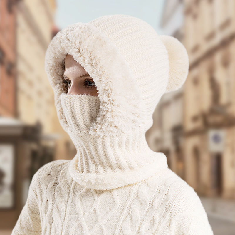 Vrouwen Winter Eendelig Gebreide Muts Sjaal Masker