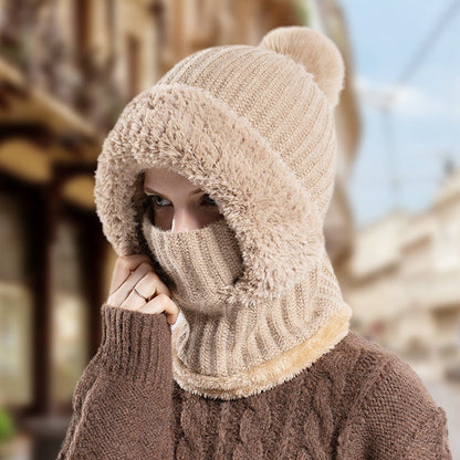 Vrouwen Winter Eendelig Gebreide Muts Sjaal Masker