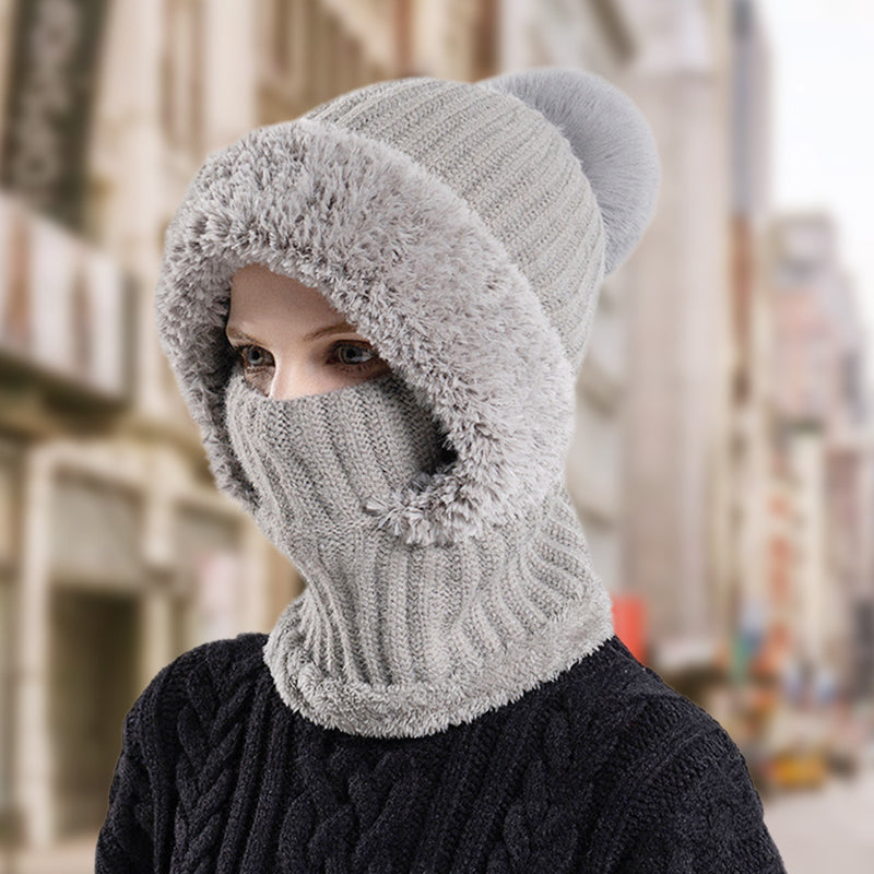 Vrouwen Winter Eendelig Gebreide Muts Sjaal Masker