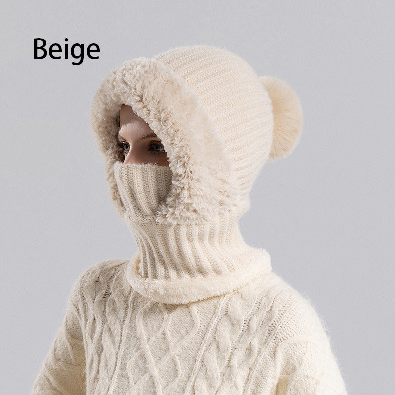 Vrouwen Winter Eendelig Gebreide Muts Sjaal Masker