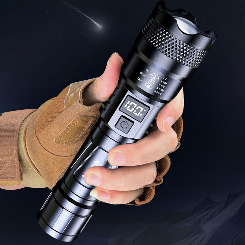 LED Strong Light Retractable Flashlight