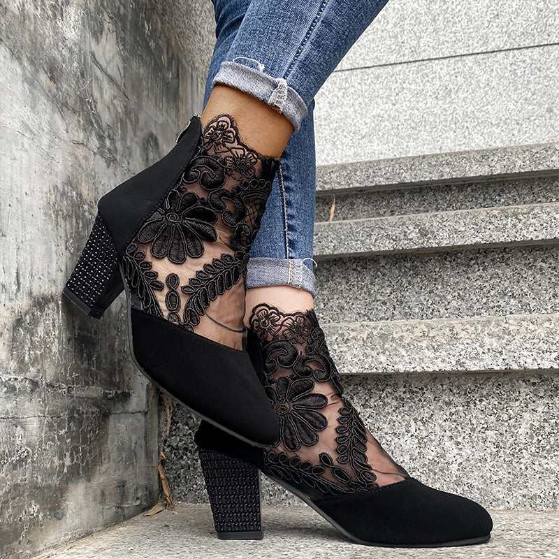 👢✨Dames Elegante Zomerse Kanten Hoge Hakken