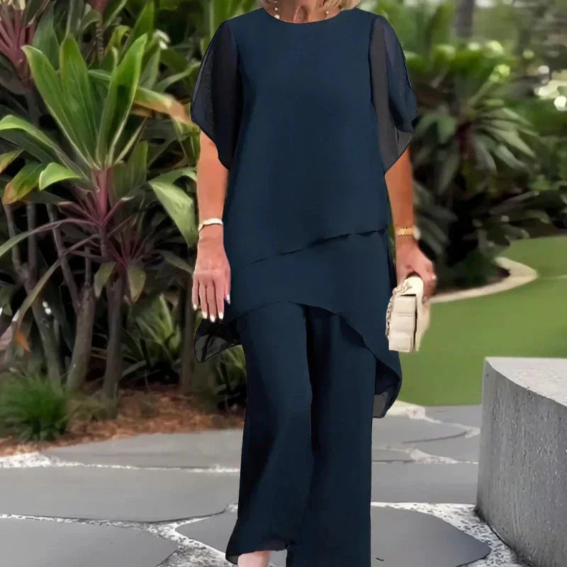 ✨ 57% KORTING – Charmante Set met Onregelmatige Top 👗 Elegante Wijde Broekset – Comfortabel & Perfect voor Lente