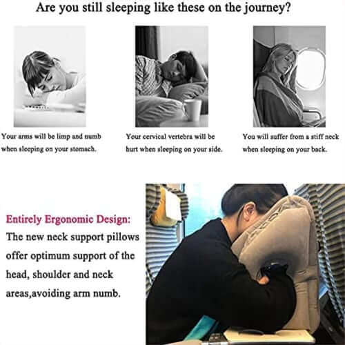 😴 TIJDELIJK 50% KORTING! ✈️ Ergonomisch opblaasbaar reiskussen met uitsparing – PVC met flocklaag, snel op te blazen, inclusief opberghoes ✨
