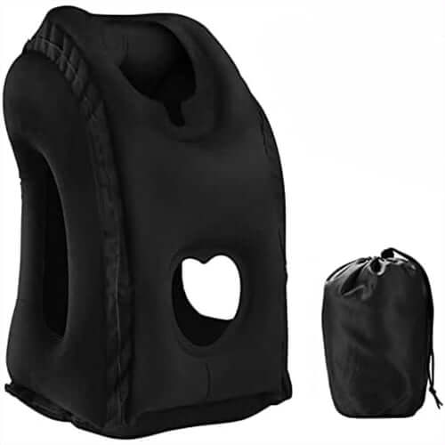 😴 TIJDELIJK 50% KORTING! ✈️ Ergonomisch opblaasbaar reiskussen met uitsparing – PVC met flocklaag, snel op te blazen, inclusief opberghoes ✨