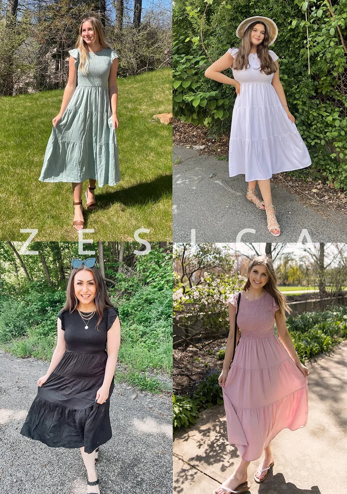 DAMES ZOMER CASUAL FLUTTER KORTE MIDI-JURK