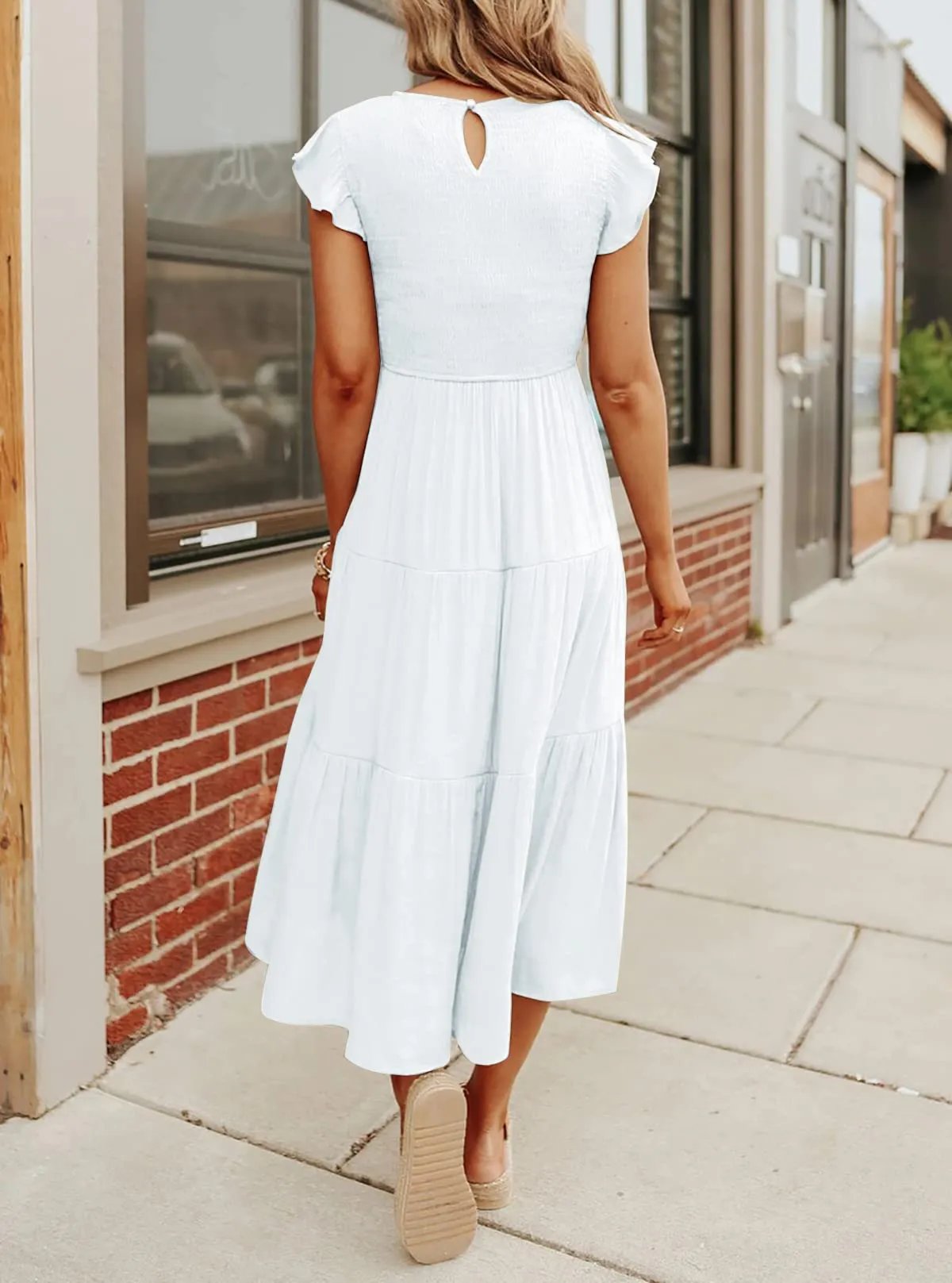 DAMES ZOMER CASUAL FLUTTER KORTE MIDI-JURK