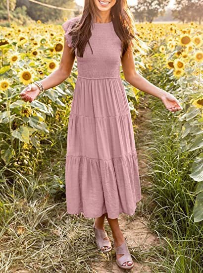 DAMES ZOMER CASUAL FLUTTER KORTE MIDI-JURK