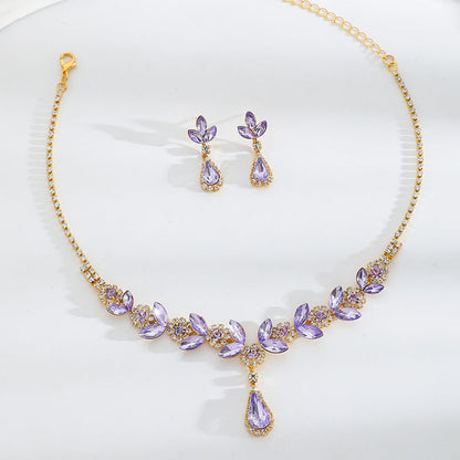 💎Elegante set van ketting en oorbellen met bloemen waterdruppels en 2 stuks💕