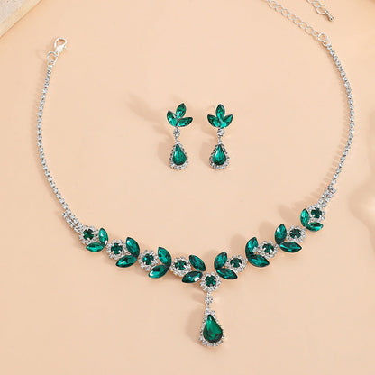 💎Elegante set van ketting en oorbellen met bloemen waterdruppels en 2 stuks💕