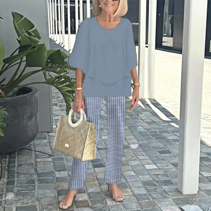🔥Set damesbroek met print en top met ronde hals
