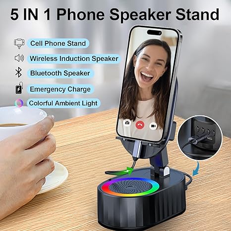 🎁Hot Sale 49% KORTING⏳2025 Opgewaardeerde mobiele telefoonstandaard met inductiespreker/voedingsbank/sfeerlicht