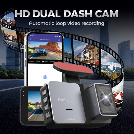 HD-dashcam met voor- en achterlens