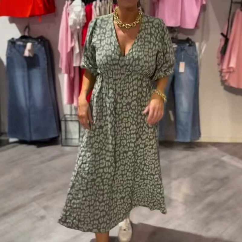 🔥 V-hals jurk met print voor vrouwen