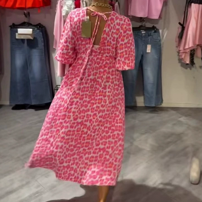 🔥 V-hals jurk met print voor vrouwen