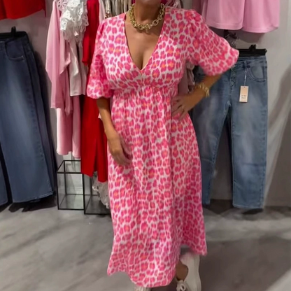 🔥 V-hals jurk met print voor vrouwen
