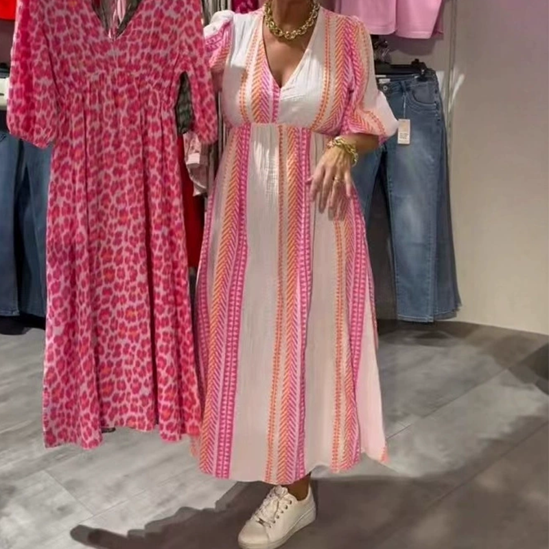 🔥 V-hals jurk met print voor vrouwen