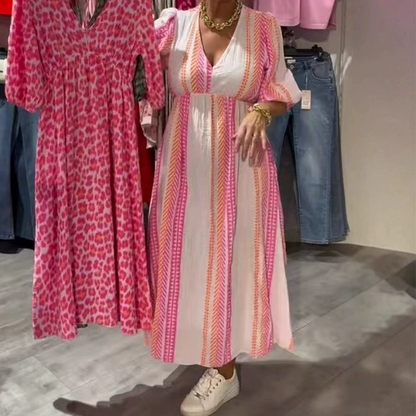 🔥 V-hals jurk met print voor vrouwen