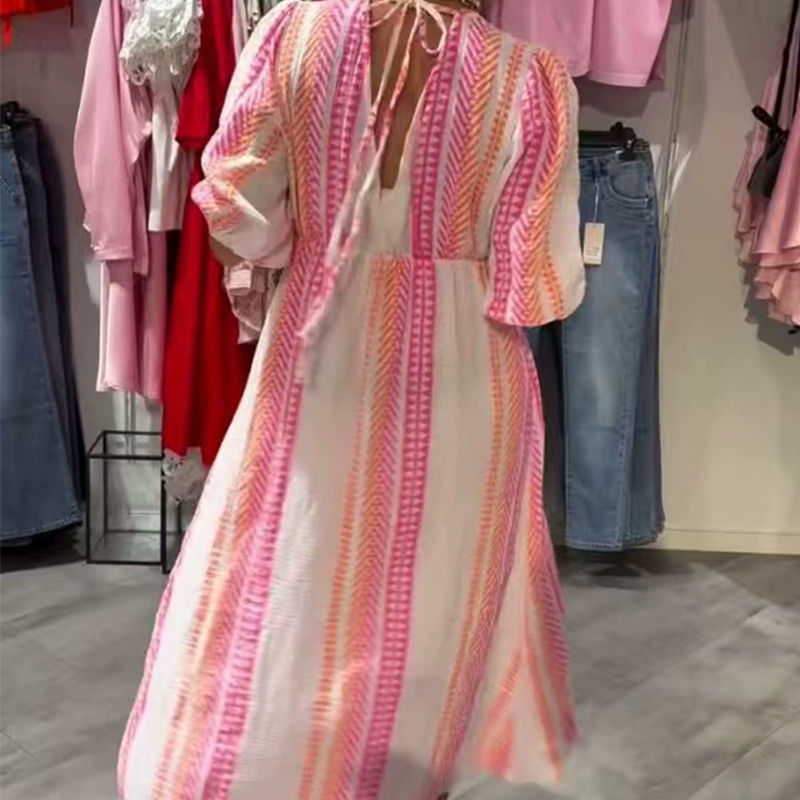 🔥 V-hals jurk met print voor vrouwen