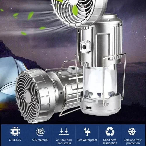 ☀️【Zonne-energie campinglamp met ventilator】—— Licht en wind gaan hand in hand, en wind zorgt voor stroom: alles wat je nodig hebt voor je kampeeruitje in één apparaat!🏕️💨