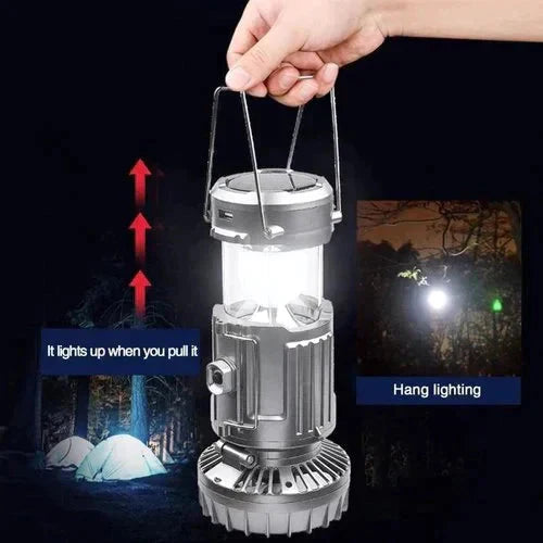 ☀️【Zonne-energie campinglamp met ventilator】—— Licht en wind gaan hand in hand, en wind zorgt voor stroom: alles wat je nodig hebt voor je kampeeruitje in één apparaat!🏕️💨