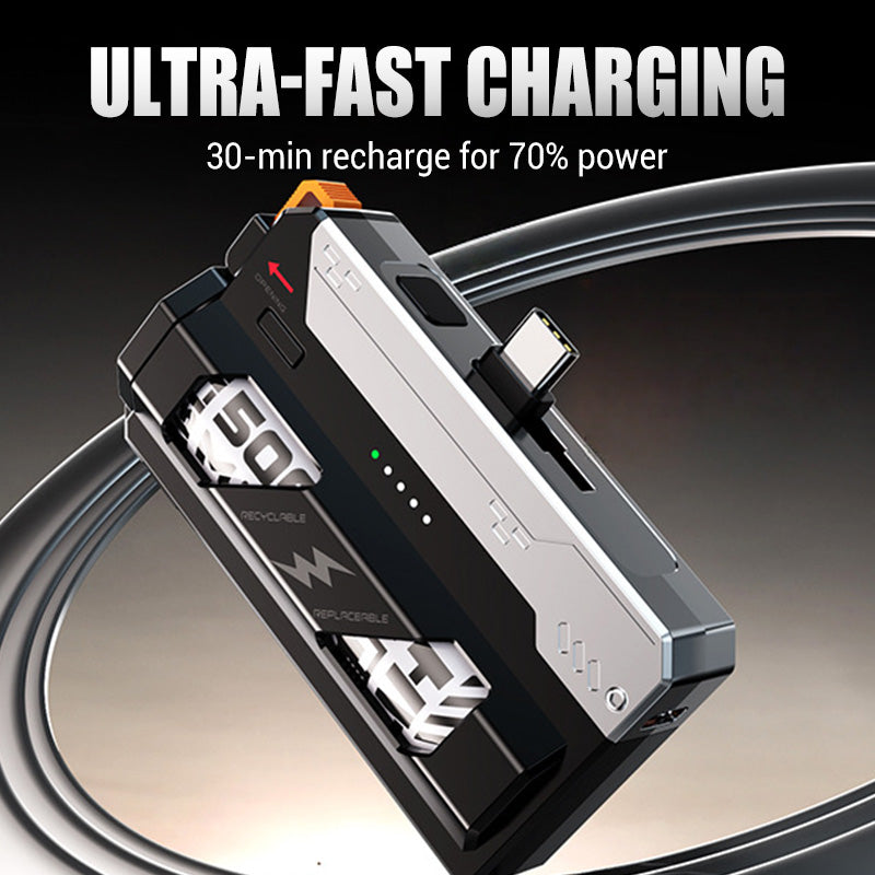 Draagbare powerbank met vervangbare batteri