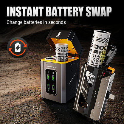 Draagbare powerbank met vervangbare batteri