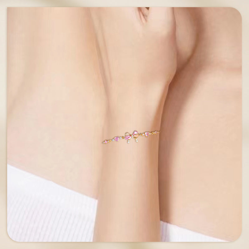 Vrouwelijke Fijne Armband met Roze Strik