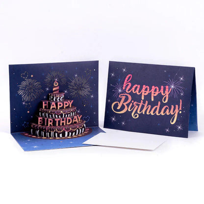🔥KOOP 2 KRIJG 1 GRATIS🎁Vuurwerk pop-up taart met licht en muziek, verjaardagskaart cadeau