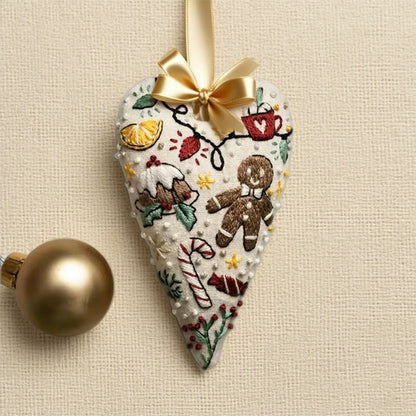 💖Hartvormig handgeborduurd kerstpakket